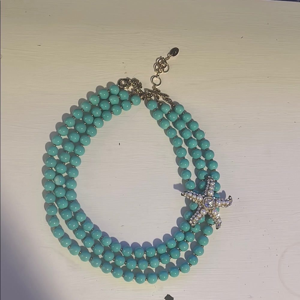 Turquoise Beaded Necklace with Starfish Charm